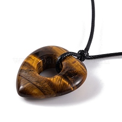 Collane di pendente naturale dell'occhio della tigre&nbsp;NJEW-K268-01D