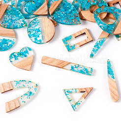 20шт 10 стиля подвески из прозрачной смолы и белого дерева&nbsp;RESI-TA0002-86