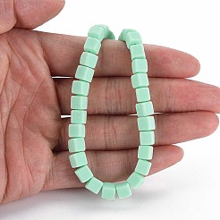 手作り樹脂粘土ビーズ連売り  キューブ  アクアマリン  6x6x6mm  穴：1.2mm  約62個/連  14.84インチ〜15.75インチ（37.7cm〜40cm）&nbsp;X-CLAY-T020-09B