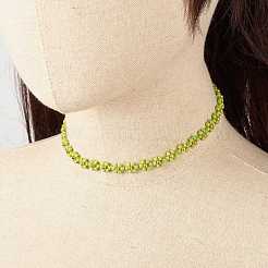 Колье из бисера из стеклянных семян с подвеской в виде пчелы из сплава эмали NJEW-JN03817-02