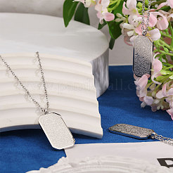 4 collier pendentif rectangulaire en acier inoxydable gaufré&nbsp;NJEW-CO0001-02P