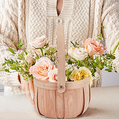 Деревянные корзины для цветов из яблок с ручкой&nbsp;AJEW-GA0009-57