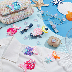 40 шт. 10 стиля светящихся прозрачных кабошонов из смолы с пайетками&nbsp;RESI-GA0001-42