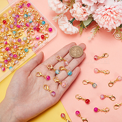 80 шт. круглые стеклянные бусины с эффектом потрескивания HJEW-PH0001-62