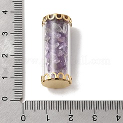 Стеклянная трубка с бусинами из натурального аметиста внутри подвесок&nbsp;FIND-B054-01G-02