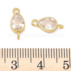 Breloques connecteurs en forme de larme en laiton pavé de zirconiums cubiques&nbsp;KK-P348-09G-03