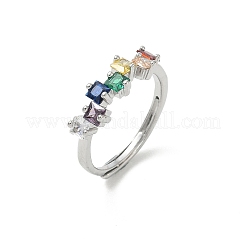 Einstellbare messing micro pave zirkonia fingerringe&nbsp;RJEW-C163-26A-P