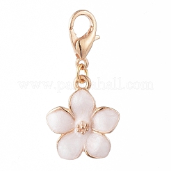 金メッキ亜鉛合金ペンダント  エナメルとカニカン付き  花  ミックスカラー  30mm  花：17x14x3mm&nbsp;X-HJEW-JM00386