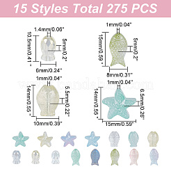 275 шт. 15 вида прозрачных и матовых стеклянных бусин GLAA-AR0001-47