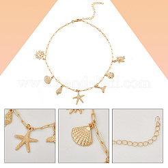 Collane con catena a graffetta in ottone a tema spiaggia estiva per donna&nbsp;NJEW-WH20004-11G