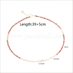 Ожерелья из натурального барочного жемчуга и ограненного круглого натурального родонита с цепочками на концах из стерлингового серебра 925 пробы IT7630