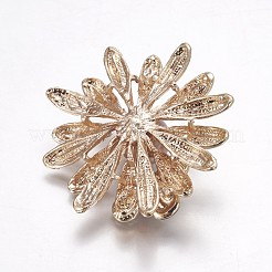 真鍮製カボション  シェルパールビーズ付き  ラインストーンとエナメル  蜂と花  ゴールドカラー  45x41x14mm&nbsp;KK-F791-13G