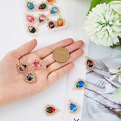 16 шт. 8-х цветные подвески из золотистой латуни&nbsp;GLAA-DC0001-16