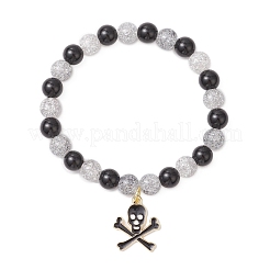 2 шт. 2 цвета браслеты с подвесками в виде черепа из сплава и эмали на тему Хэллоуина BJEW-JB12121