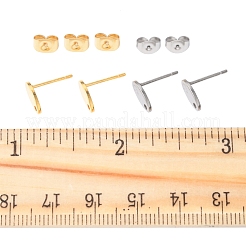 16 шт. 2 цвета 201 нержавеющая сталь фурнитура для сережек-гвоздиков с отверстием EJEW-FS0001-19
