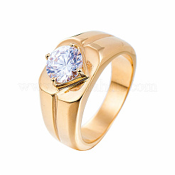 Кольца для мужчин из нержавеющей стали 304 с прозрачными кубическими циркониями&nbsp;FS-WG96A01-07