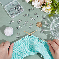 30 шт. прозрачные акриловые плоские круглые маркеры петель с подвеской-цифрой&nbsp;HJEW-BC00089