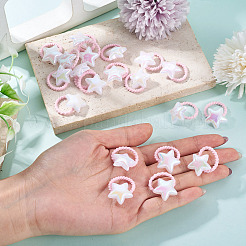プラスチック製女の子用ヘアアクセサリー10個  ポニーテールホルダー  弾性繊維髪ゴム  スター  内径：12.5mm&nbsp;OHAR-TAC0011-001B