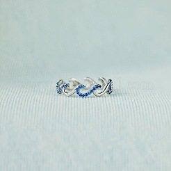 Кольца для пальцев из стерлингового серебра с микропаве из кубических цирконий в форме волны&nbsp;FS-WGA19D0-04