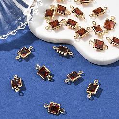 Dijes conectores cuadrados de latón pavé de circonita cúbica de Shegrace&nbsp;XGRQ2O364-440B-G