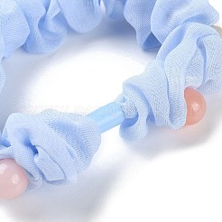 布弾性ヘアネクタイ  プラスチックビーズ付き  女の子や女性向けのヘアアクセサリー  ライトスカイブルー  17mm  内径：50mm&nbsp;OHAR-H002-02E