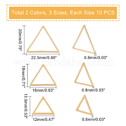 60個 6スタイル 304ステンレススチール リンキングリング  三角形  ミックスカラー  13.5~20x12~22.5x0.8mm  10個/スタイル&nbsp;STAS-UN0031-58