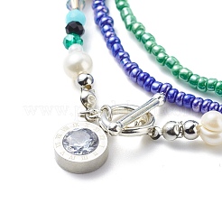 Набор ожерелий из бисера из натурального жемчуга и стеклянных семян&nbsp;NJEW-JN03961