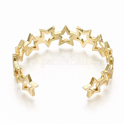 Браслеты-манжеты с прозрачным кубическим цирконием из латуни с микропаве BJEW-S142-003-NF