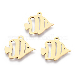 ステンレスペンダント201個  魚のチャーム  ゴールドカラー  15x18x1mm  穴：1.6mm&nbsp;STAS-T052-49G