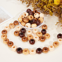 80 pièce de perles européennes en bois de 4 couleurs&nbsp;WOOD-PA0001-76