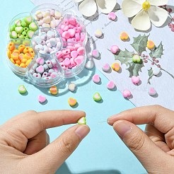 196шт 7 цвета акриловые двухцветные бусины в форме сердца&nbsp;OACR-CJ0001-60