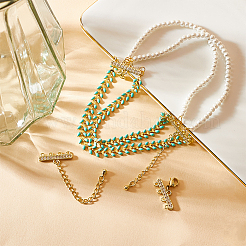 2 комплект латунных микро-паве прозрачных кубических циркониевых удлинителей цепи KK-BBC0012-49