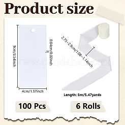 50 etiqueta de regalo rectangular de papel blanco en blanco&nbsp;CDIS-WH0021-059B