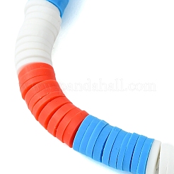 Браслеты-стрейч из полимерной глины с бисером ручной работы ко Дню независимости&nbsp;BJEW-JB10591