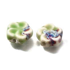 手作りの陶器ビーズ  花  フローラルホワイト  14.5x15x6.5mm  穴：2mm&nbsp;PORC-H013-02-12
