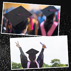 Квадратные наклейки на шапочку выпускника из блесток eva&nbsp;DIY-WH20053-05C