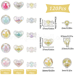 120шт 15 стиля прозрачные акриловые бусины TACR-SP0001-15