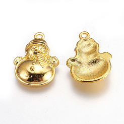 合金のチベット風チャーム  鉛フリー及びカドミウムフリー  クリスマス  雪だるま  ゴールドカラー  25x17x4.5mm  穴：2mm&nbsp;EA314Y-G