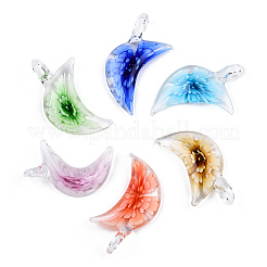 Ручной внутренний цветочные бусины луна подвески LAMP-R113-01-B