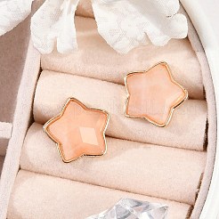 Естественно розового кварца серьги EJEW-H153-01G-02