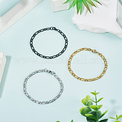 3 Stück 3 Farben 304 Edelstahl Mutter-Sohn-Kettenarmbänder&nbsp;BJEW-TAC0067