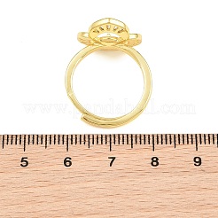 Componenti per anelli regolabili in ottone micro pavé di zirconi cubici&nbsp;KK-CBAC351-02G