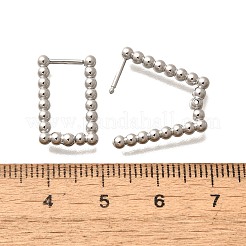 女性用304ステンレスフープピアス  長方形  ステンレス鋼色  18.5x2.5x11.5mm&nbsp;EJEW-M068-08A-P