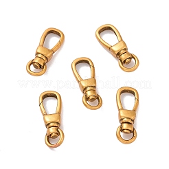 スターリングシルバー製スイベルクラスプ925個  アンティーク黄金  17.5x6.5x4mm  穴：2x3.5mm  内径：7x4mm&nbsp;STER-D036-07AG