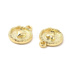 ラックメッキ合金チャーム  カドミウムフリー＆鉛フリー  ハートマーク付きフラットラウンド  ライトゴールド  15x12x3mm  穴：1.6mm&nbsp;FIND-G044-35LG