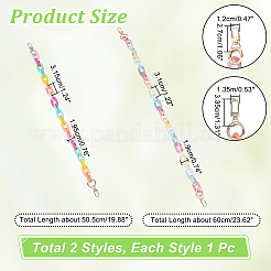 2 шт. 2 стильных акриловых цепных ручек для сумок цвета радуги&nbsp;AJEW-WR0001-68
