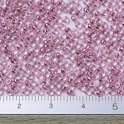 MIYUKIラウンドロカイユビーズ  日本製シードビーズ  （rr1524)キラキラ牡丹ピンク裏地クリスタル  11/0  2x1.3mm  穴：0.8mm  約1100PCS /ボトル  10 G /ボトル&nbsp;SEED-JP0008-RR1524