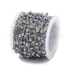 304ステンレススチールアズキチェーン  エナメル  ハンダ付け  藤紫色  ビーズ：3.5~3.6x3.5mm  リンク：5x2x2mmと2x1.5x0.3mm&nbsp;CHS-F019-01P-10