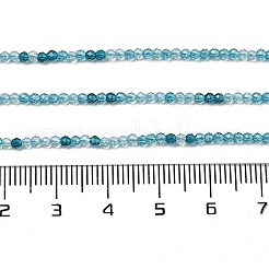 透明ガラスビーズ連売り  小さなビーズ  多面カット  ラウンド  ミディアムターコイズ  2mm  穴：0.6mm  約188個/連  14.09''（35.8センチメートル）&nbsp;GLAA-H027-01E