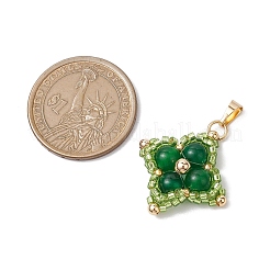 Подвески из натурального малайзийского нефрита/желтого нефрита/сердолика/черного оникса/синтетической бирюзы и стеклянных бусин&nbsp;PALLOY-MZ00365